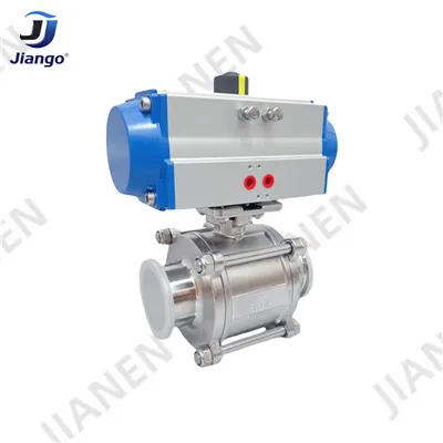 Pnömatik sıhhi 3 parçalı kelepçe bilyalı valf